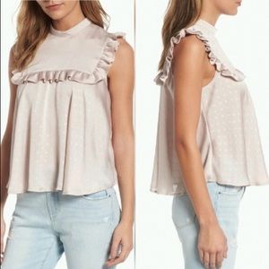 Hinge Babydoll Cut Polka Dot Ruffles Blouse Small